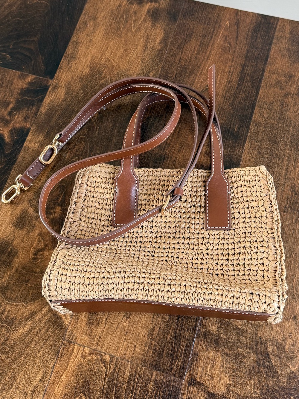 J. Crew Palma Top-Handle Bag in Handknotted Straw and Leather - Picture 8 of 8